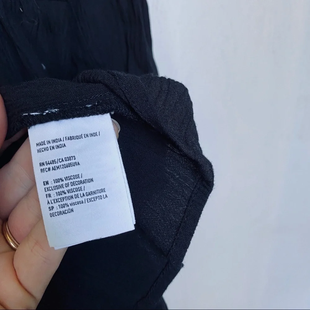 American Eagle Black Tan Boho Tassel Tiered Dress - Picture 5 of 6